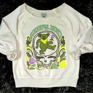 American Eagle Off The Shoulder Graphic Band Sweatshirt